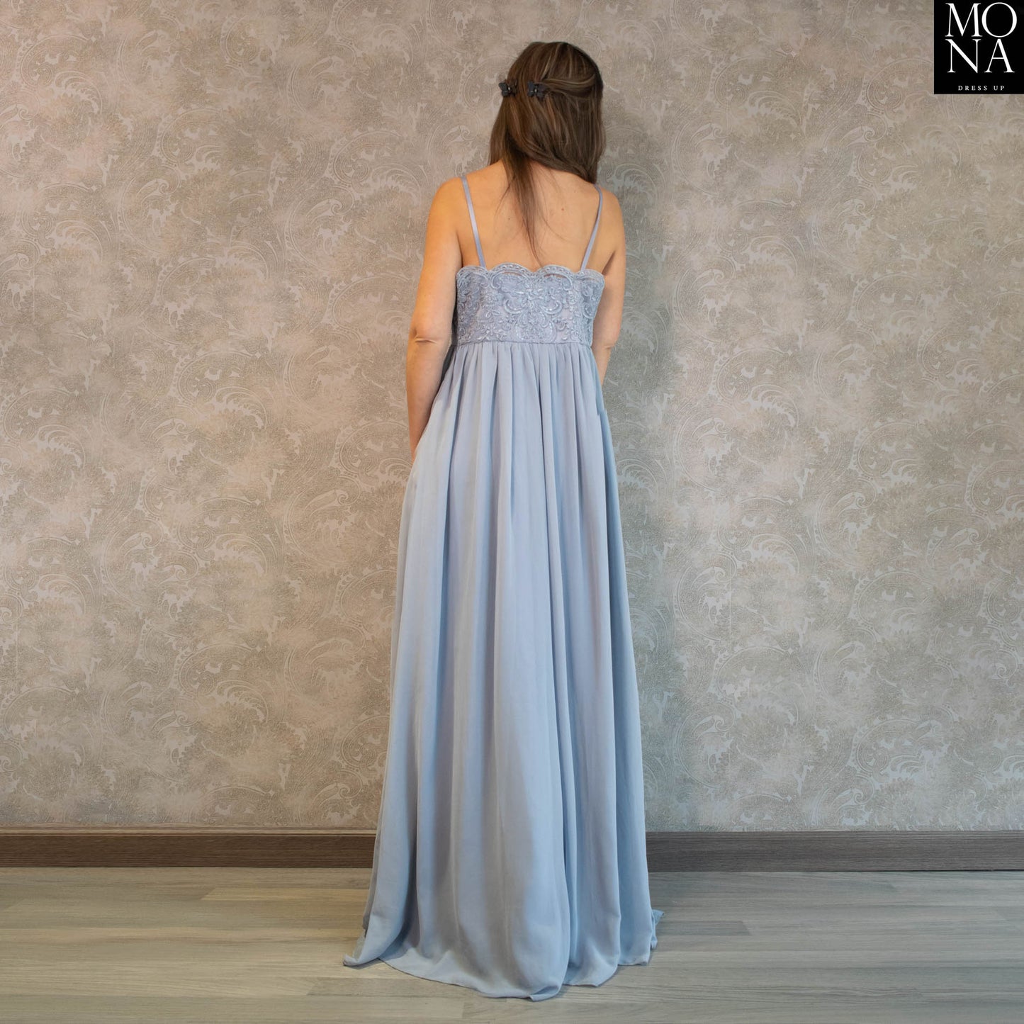 VESTIDO LARGO GEORGINA CELESTE