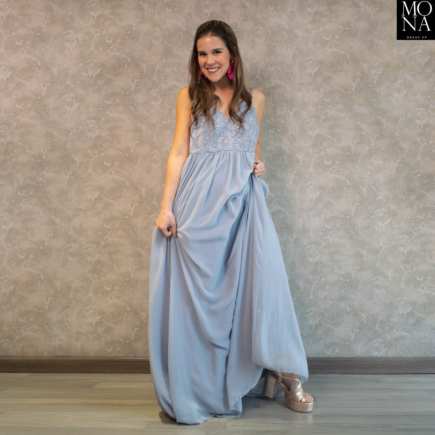 VESTIDO LARGO GEORGINA CELESTE