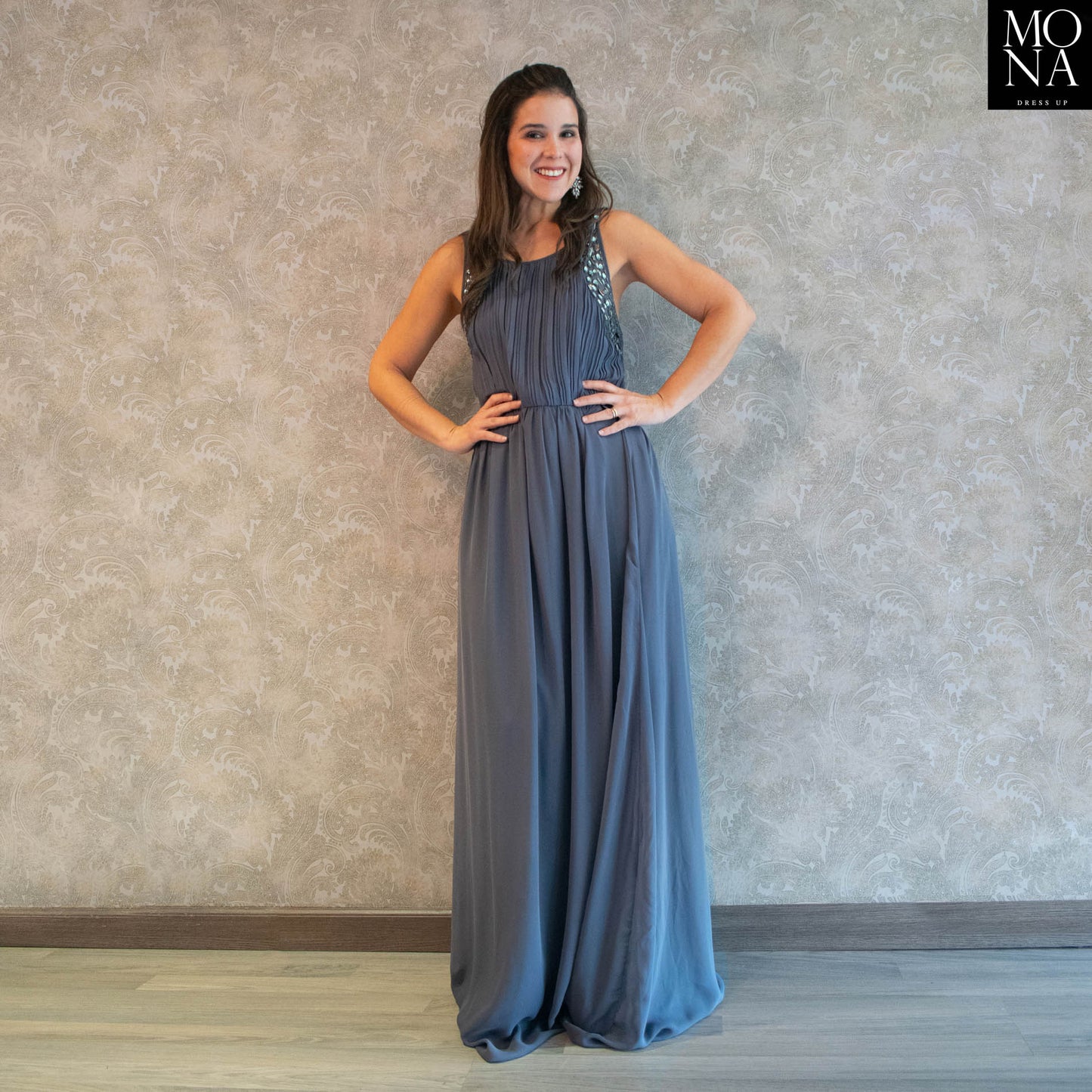 VESTIDO LARGO LORENA GRIS
