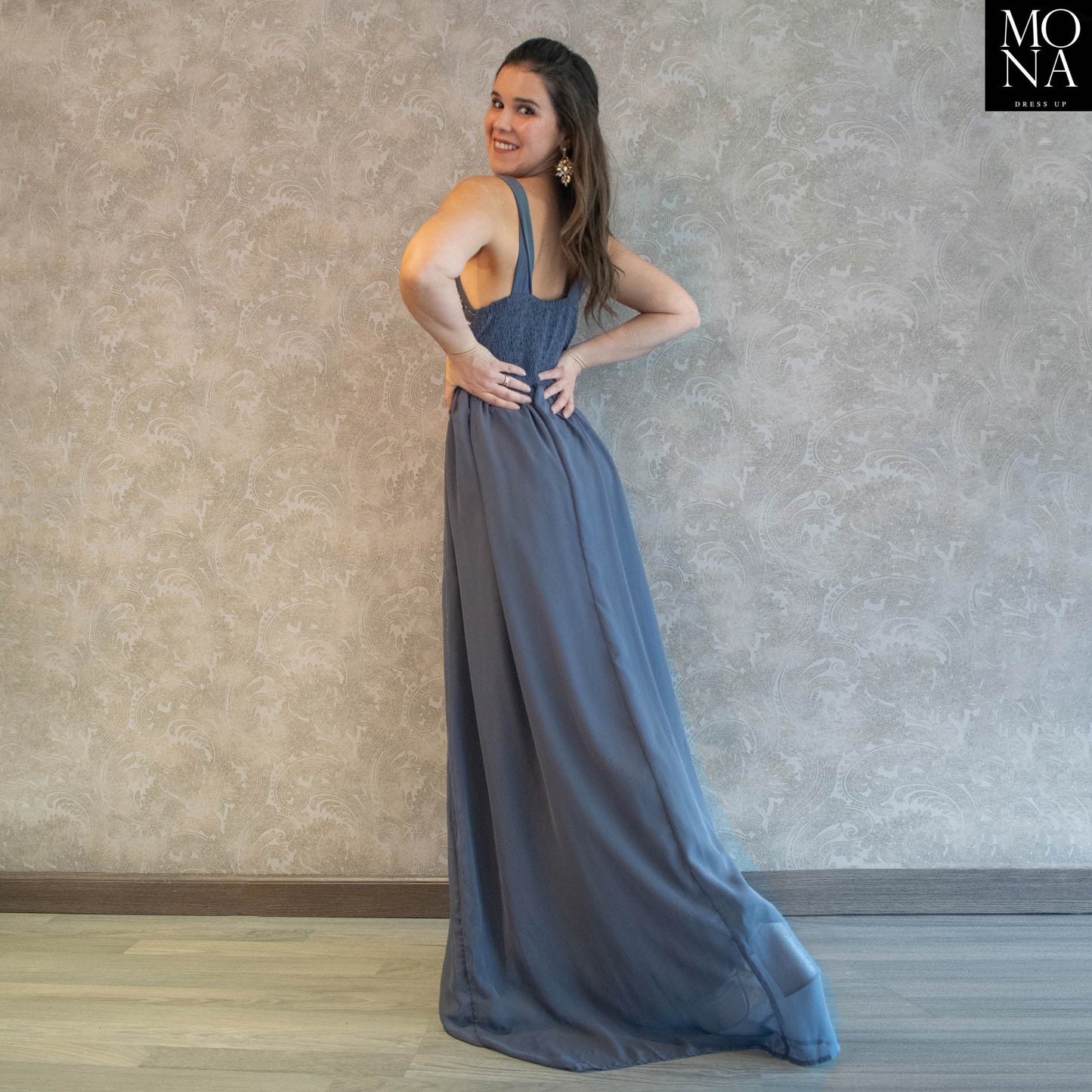 VESTIDO LARGO LORENA GRIS