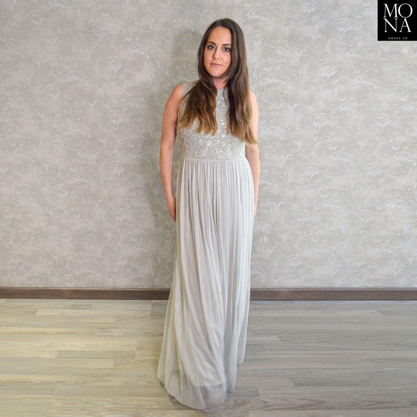VESTIDO LARGO AMPARO GRIS