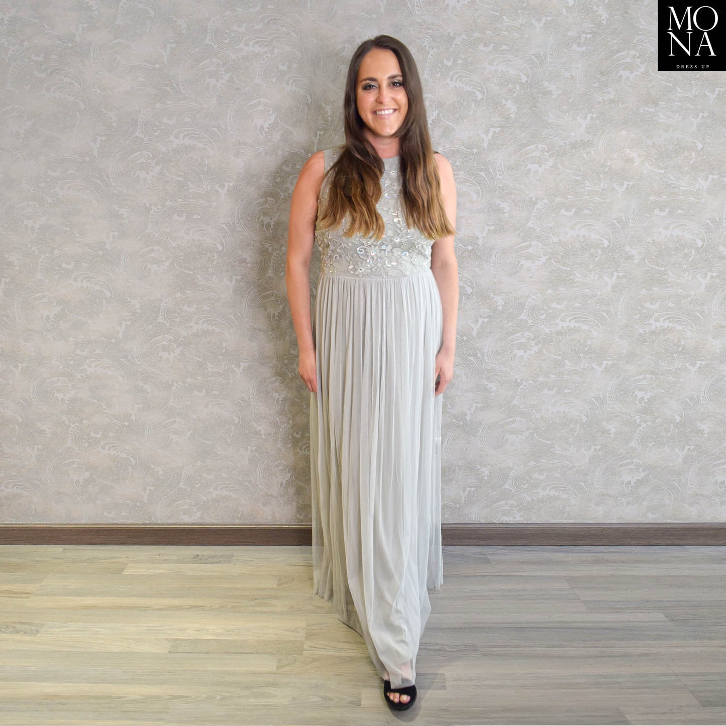 VESTIDO LARGO AMPARO GRIS