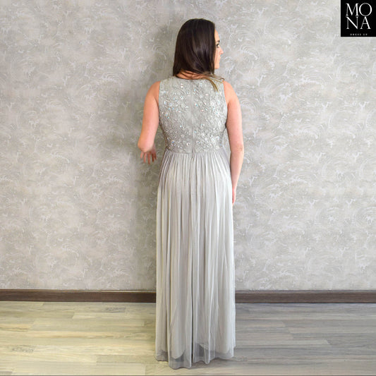 VESTIDO LARGO AMPARO GRIS