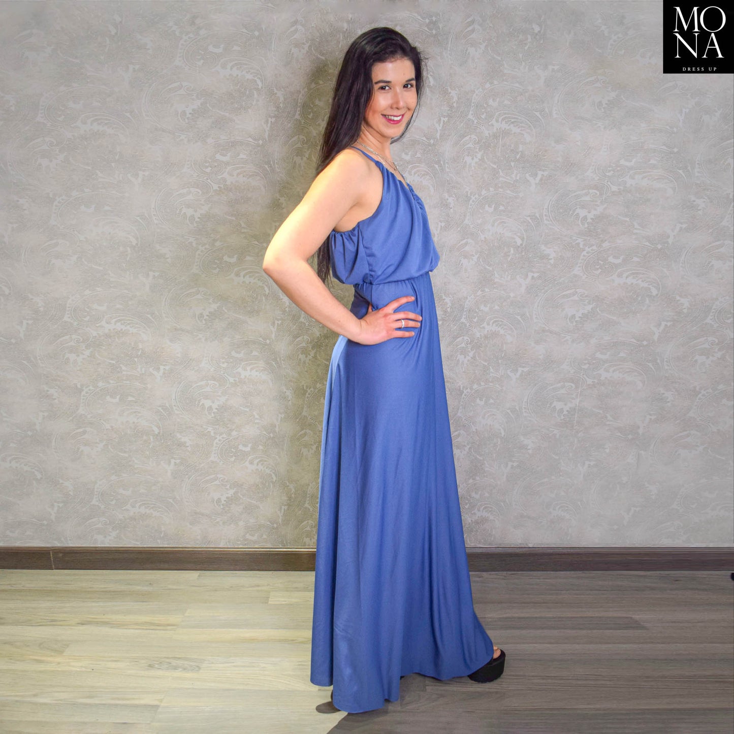 VESTIDO LARGO VALERIA AZUL VELA