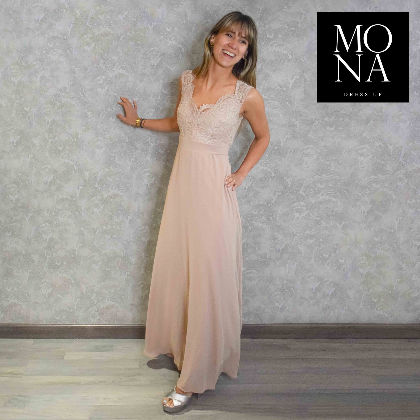 VESTIDO LARGO ASUNCION BEIGE