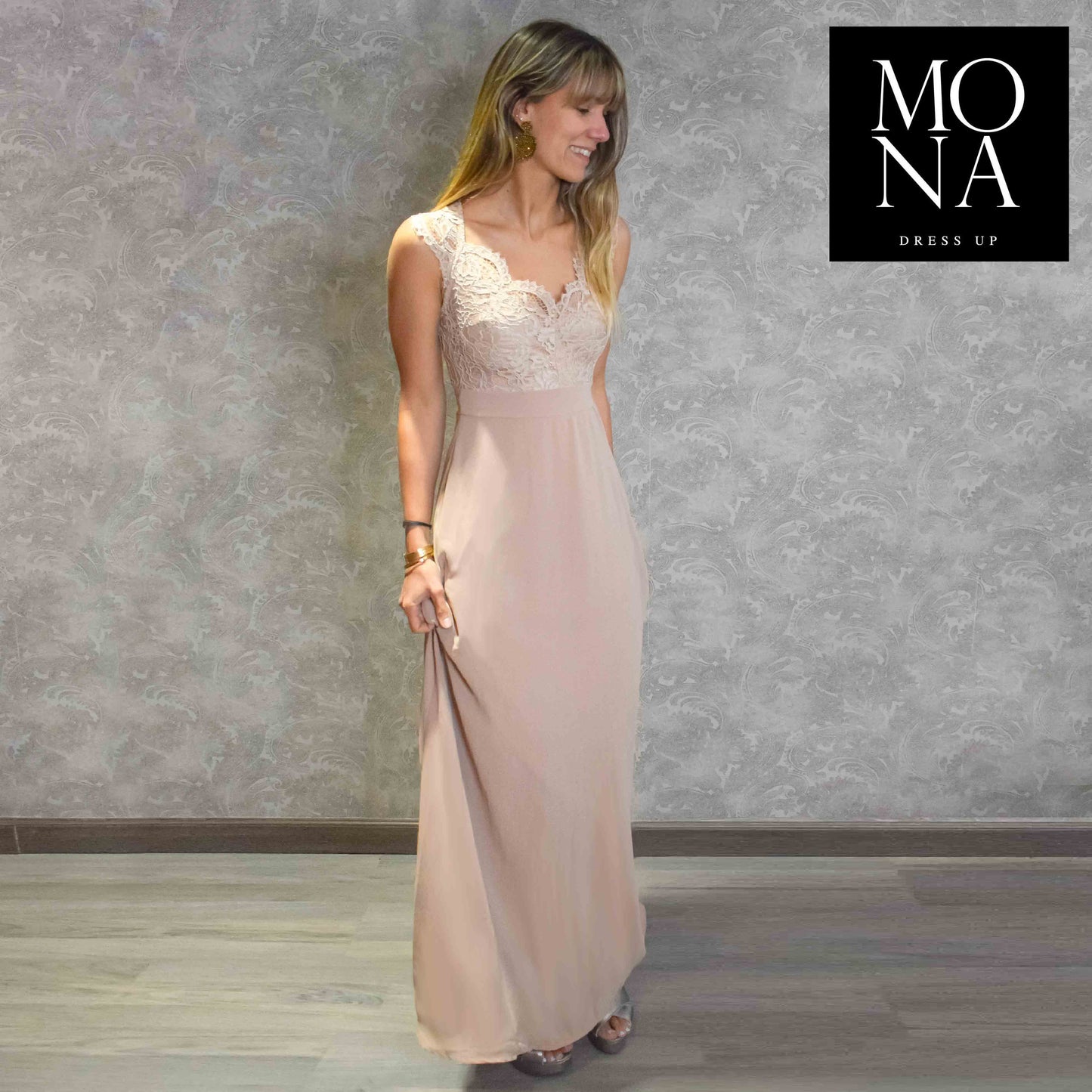 VESTIDO LARGO ASUNCION BEIGE