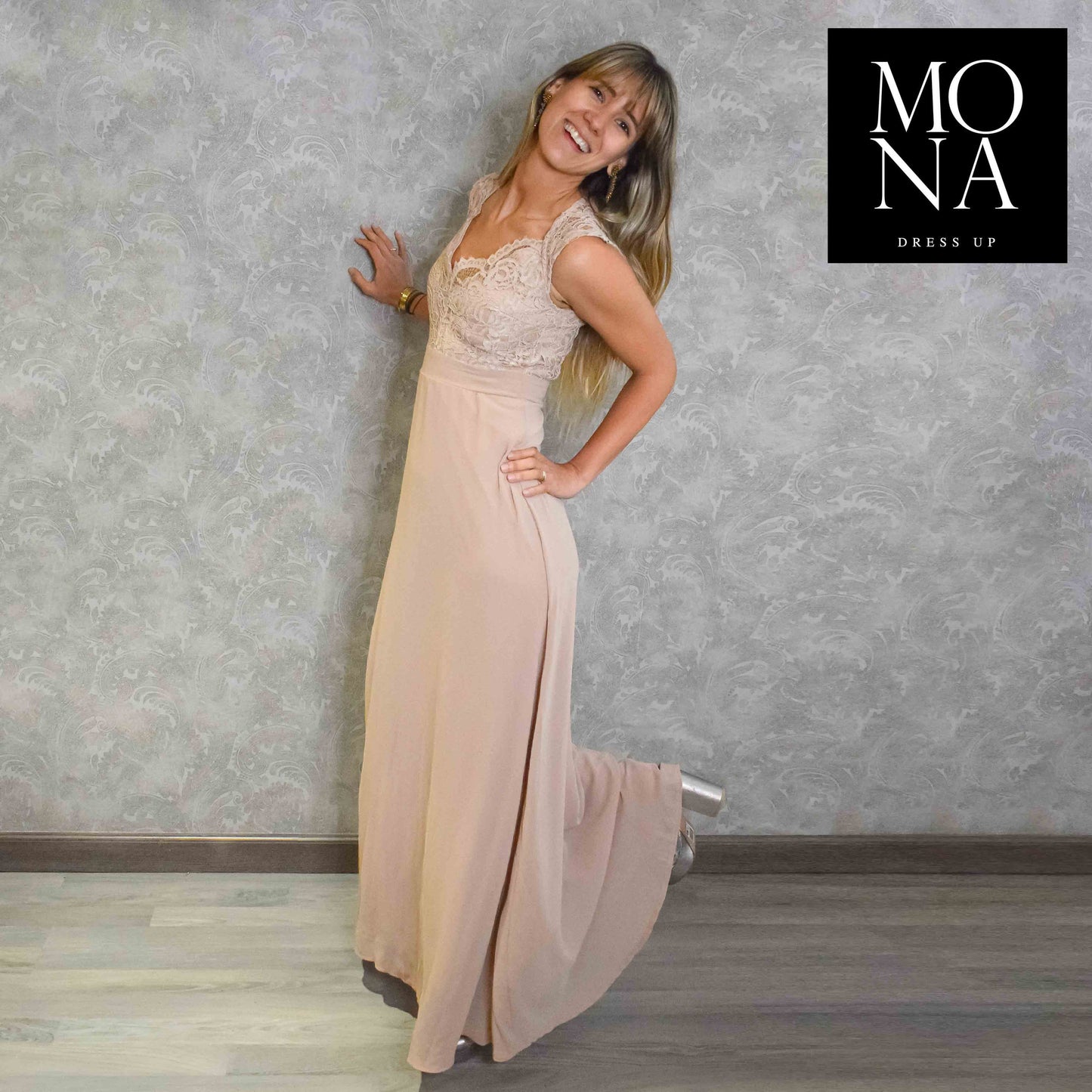 VESTIDO LARGO ASUNCION BEIGE