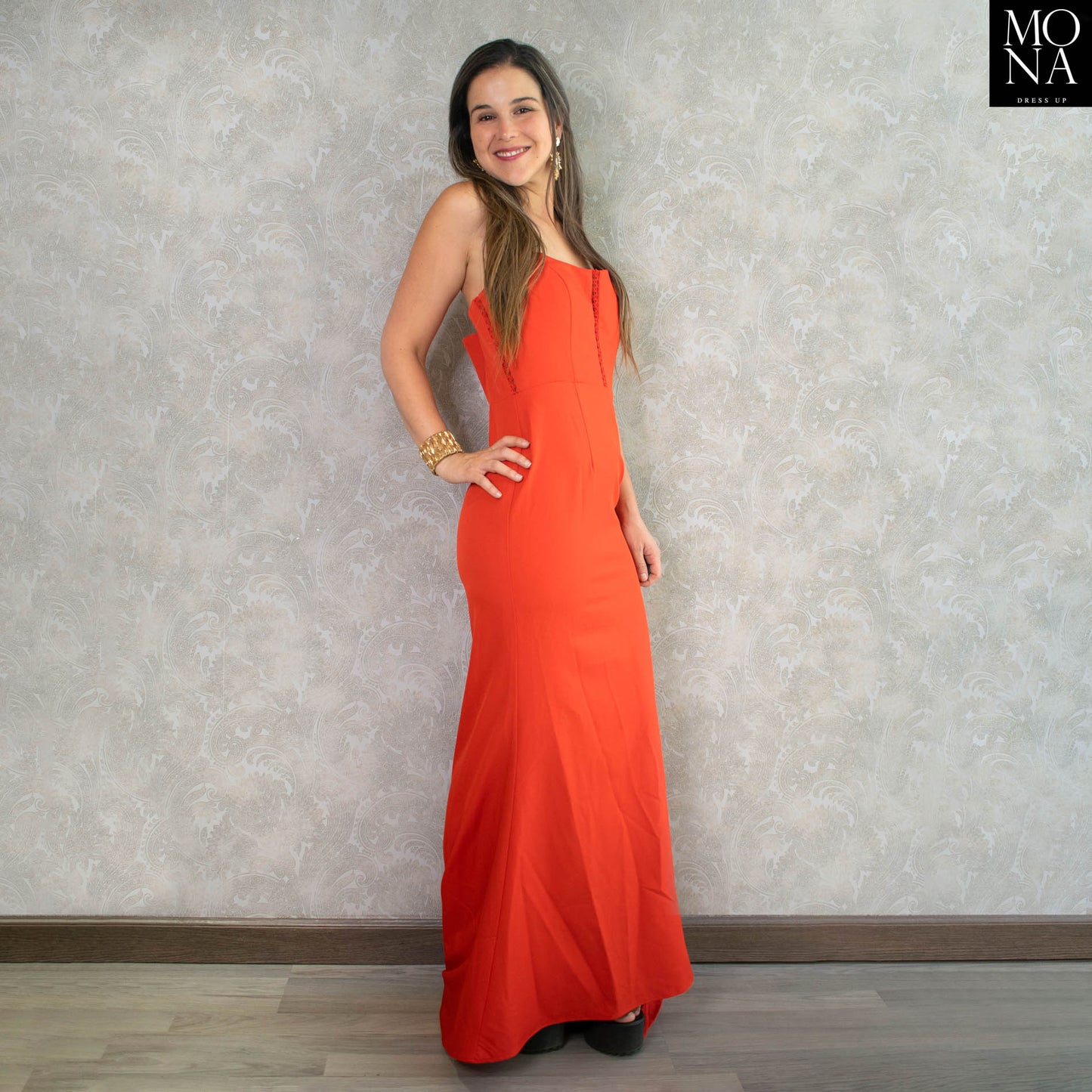 VESTIDO LARGO SELENA ROJO.