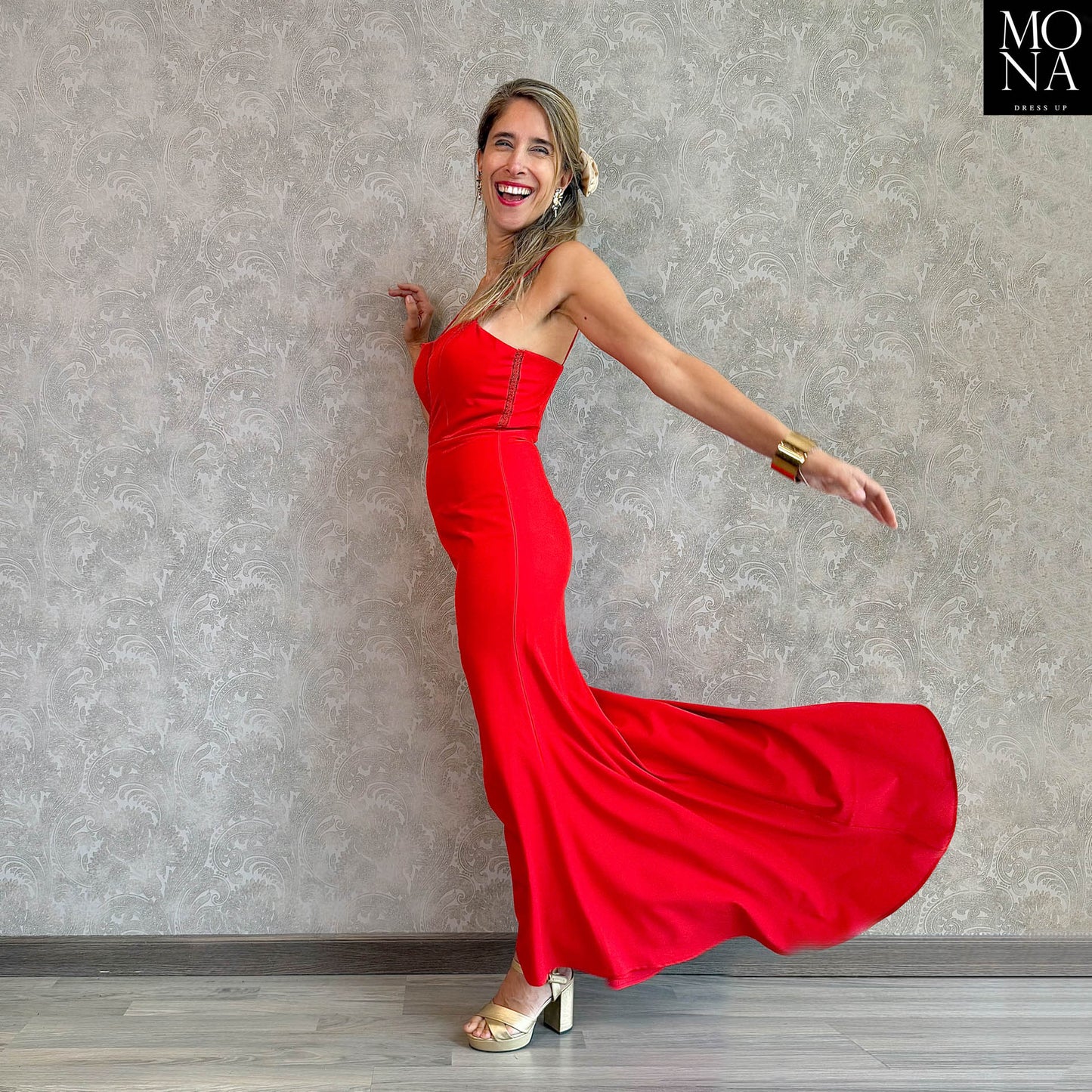 VESTIDO LARGO SELENA ROJO