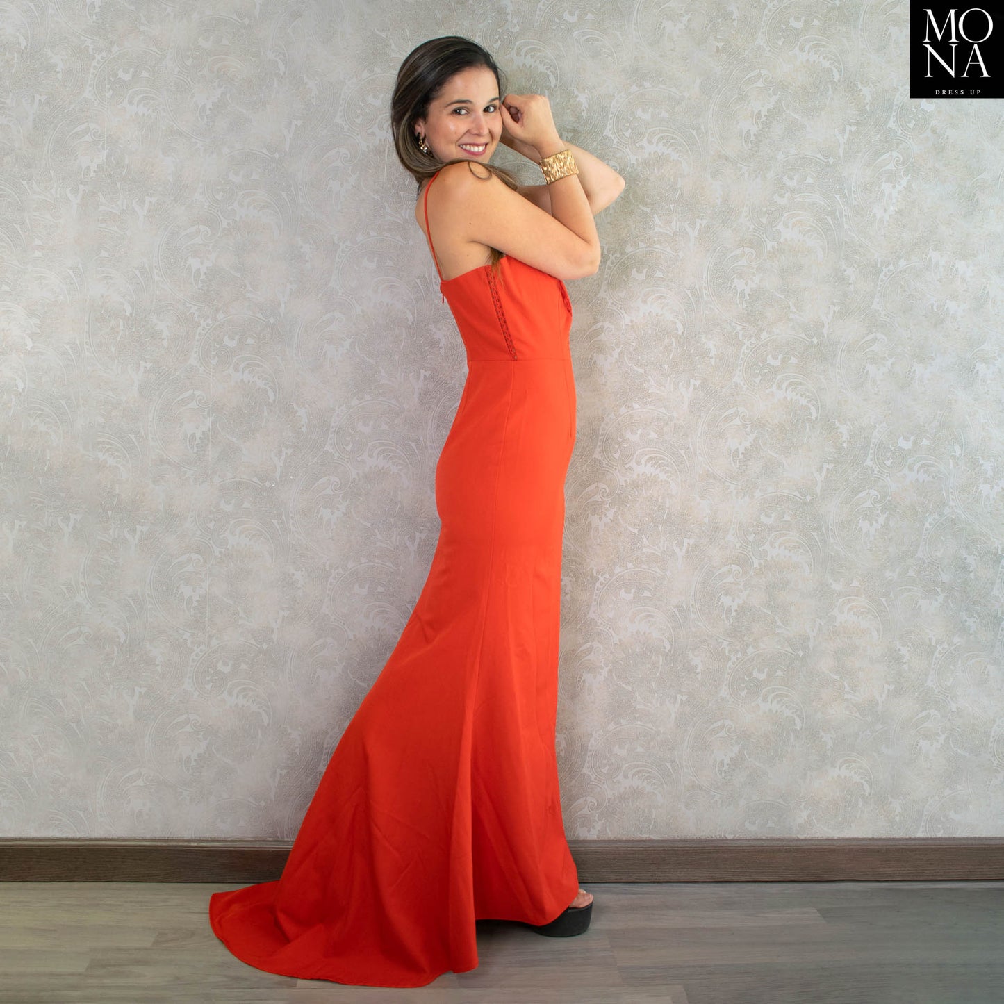 VESTIDO LARGO SELENA ROJO.