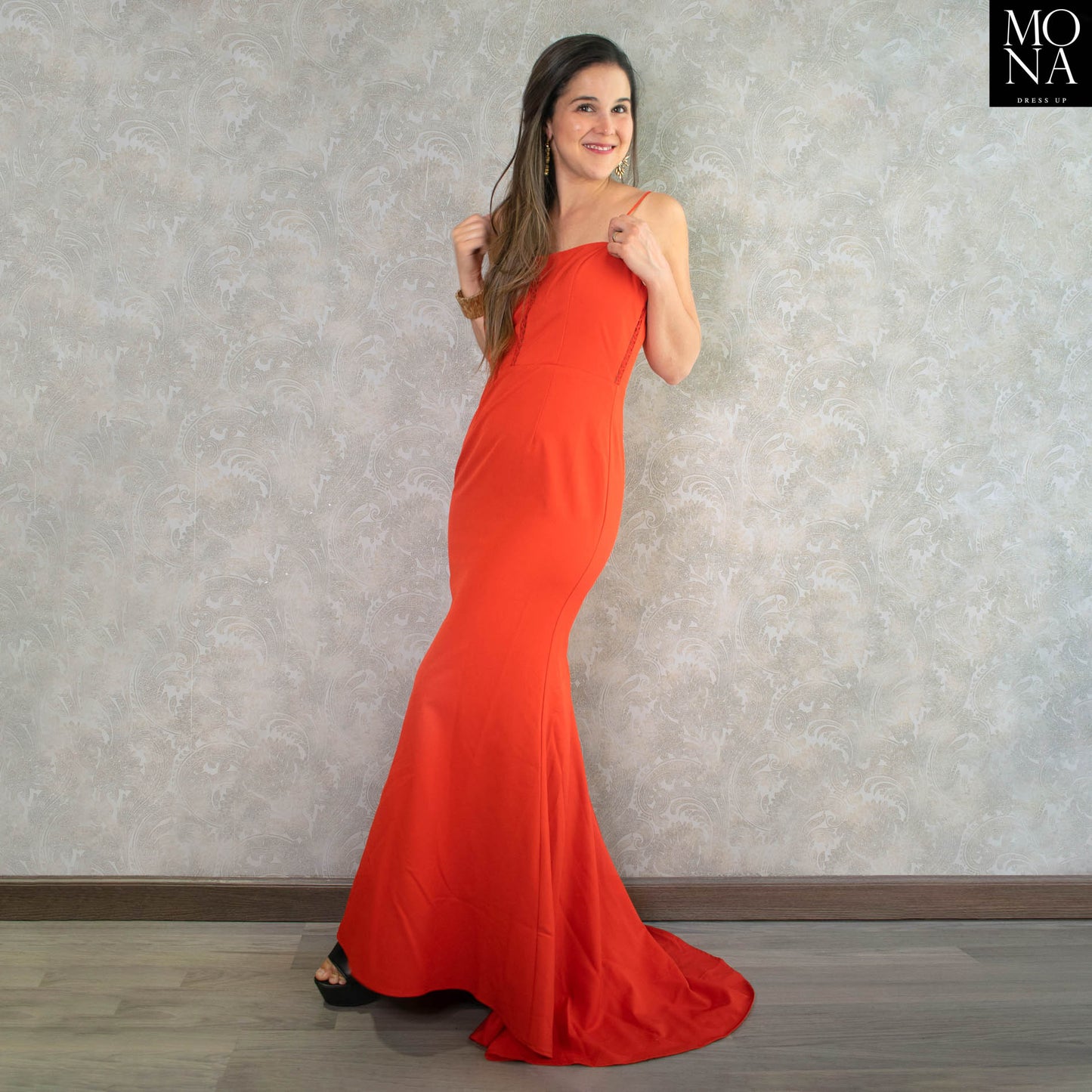 VESTIDO LARGO SELENA ROJO.