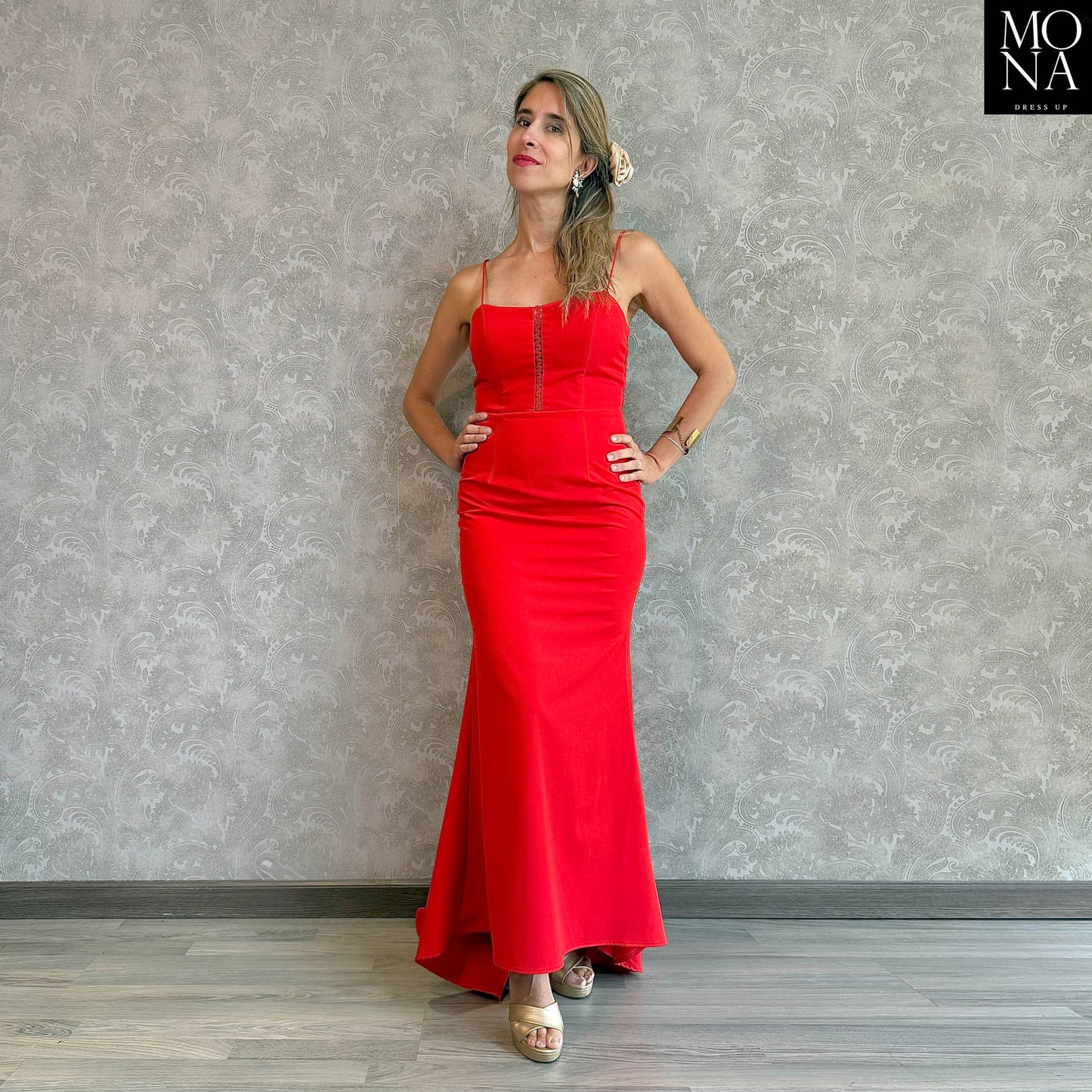 VESTIDO LARGO SELENA ROJO