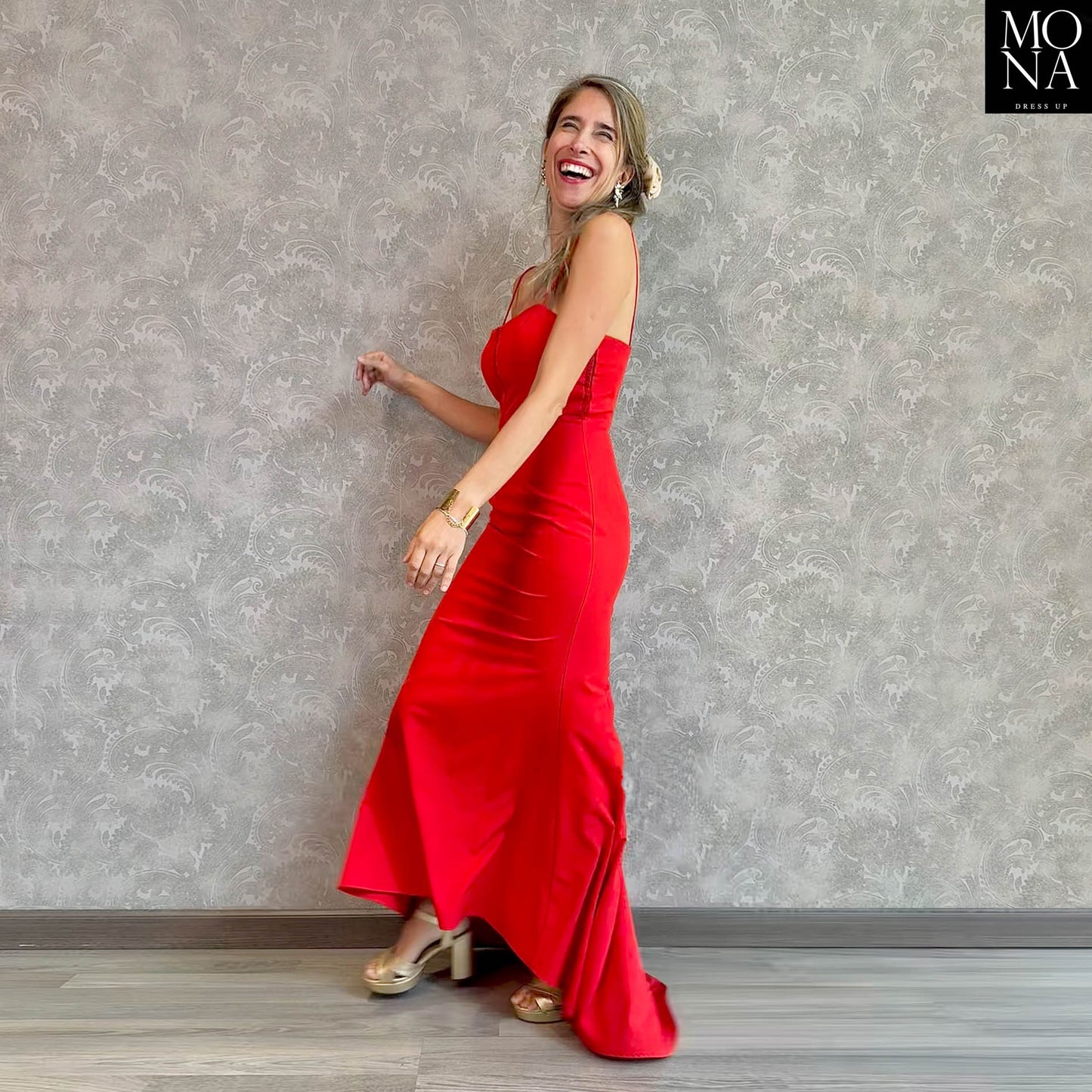 VESTIDO LARGO SELENA ROJO