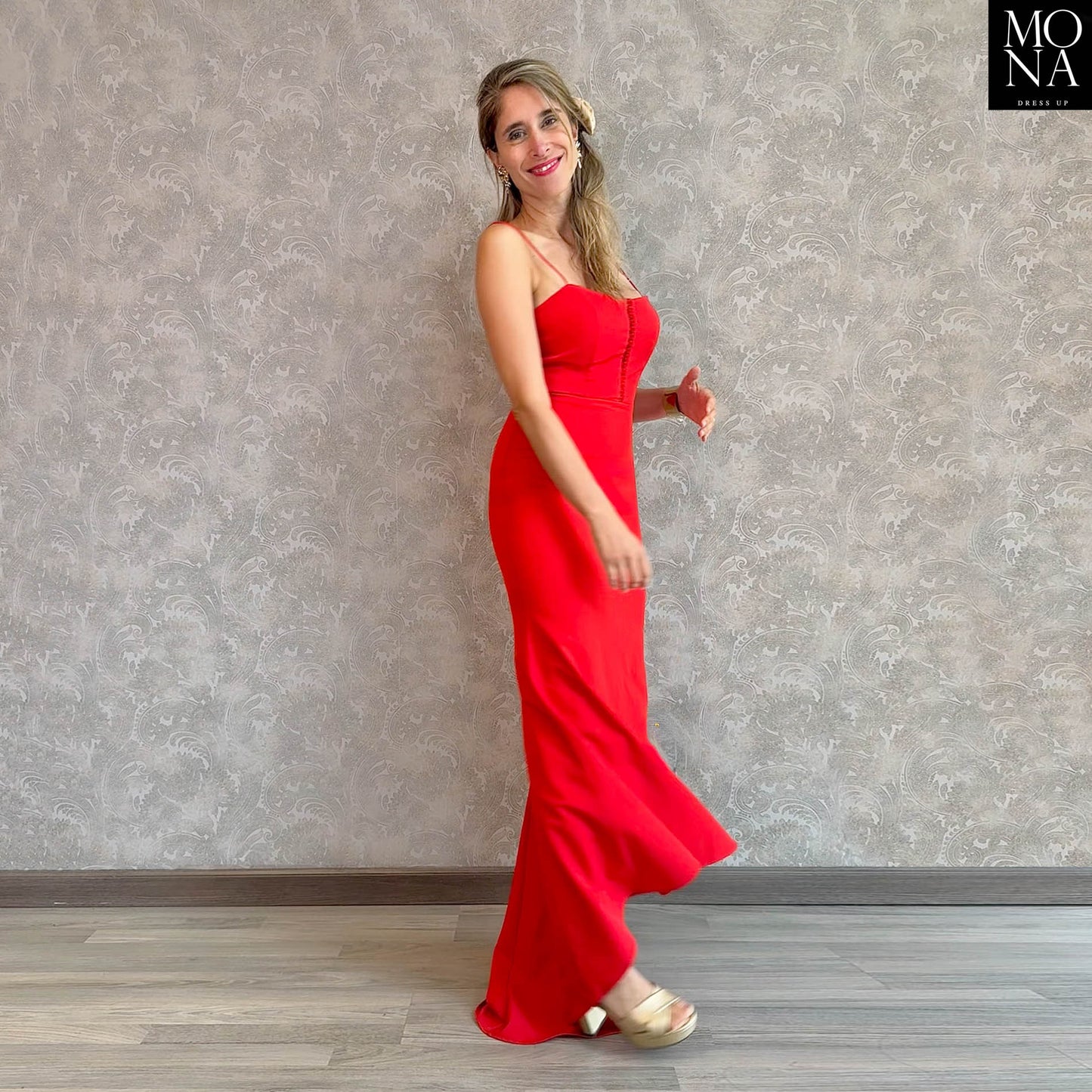 VESTIDO LARGO SELENA ROJO