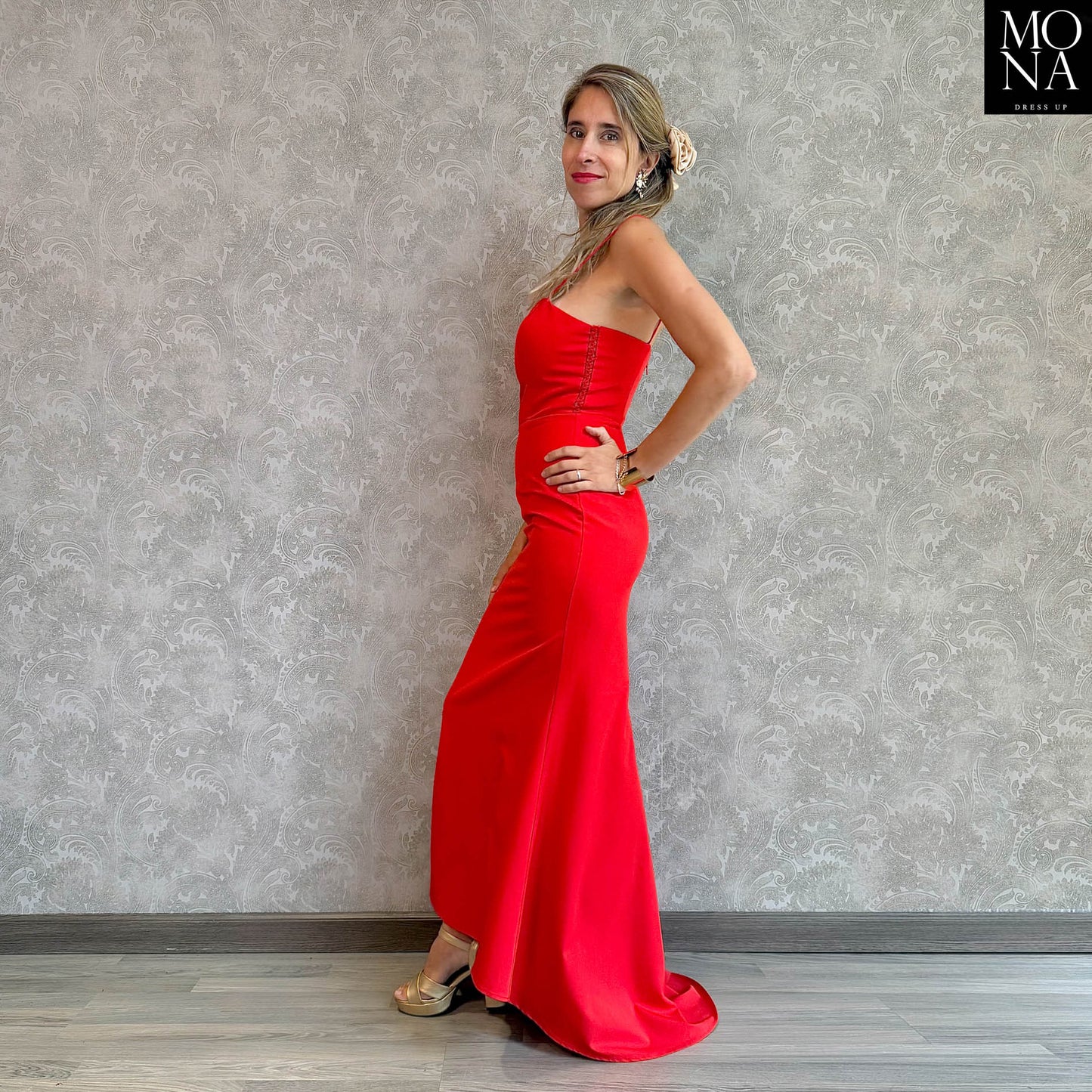 VESTIDO LARGO SELENA ROJO