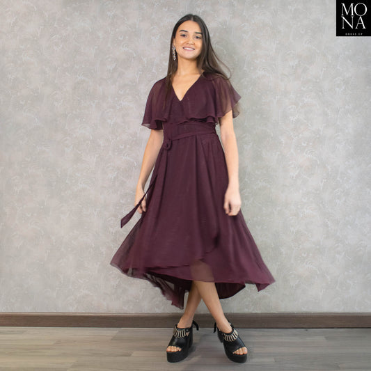 VESTIDO MIDI MILA BERENJENA