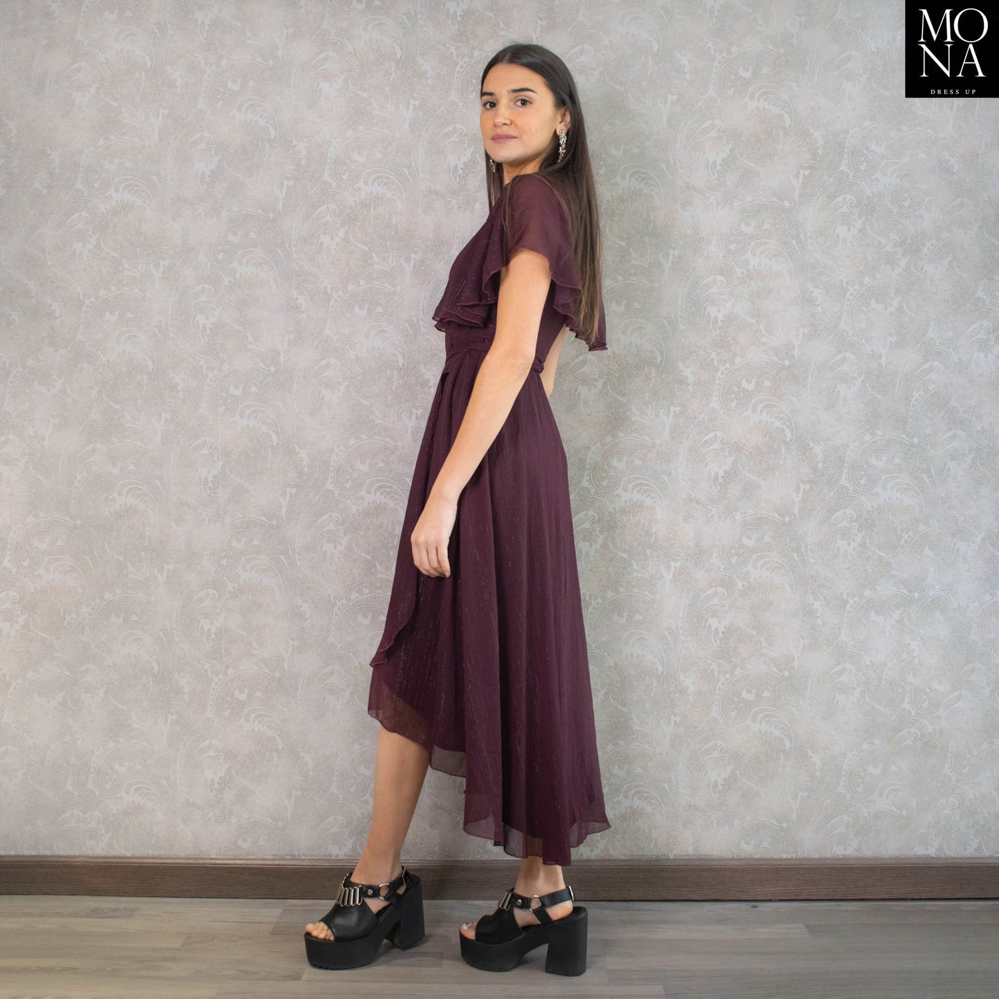 VESTIDO MIDI MILA BERENJENA