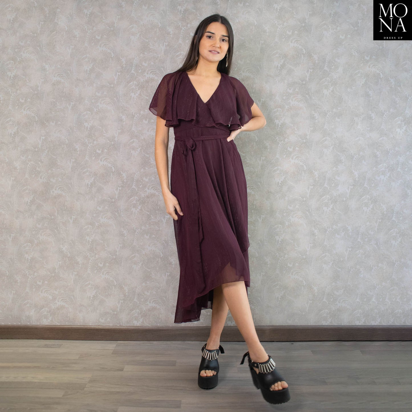 VESTIDO MIDI MILA BERENJENA