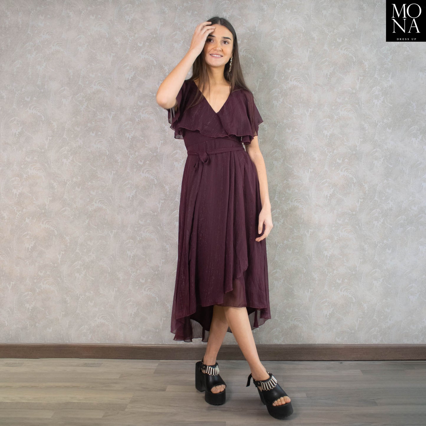 VESTIDO MIDI MILA BERENJENA