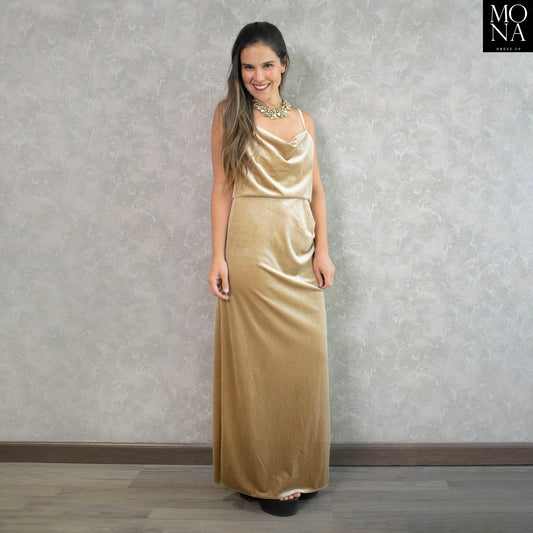 VESTIDO LARGO PIEDAD CHAMPAGNE