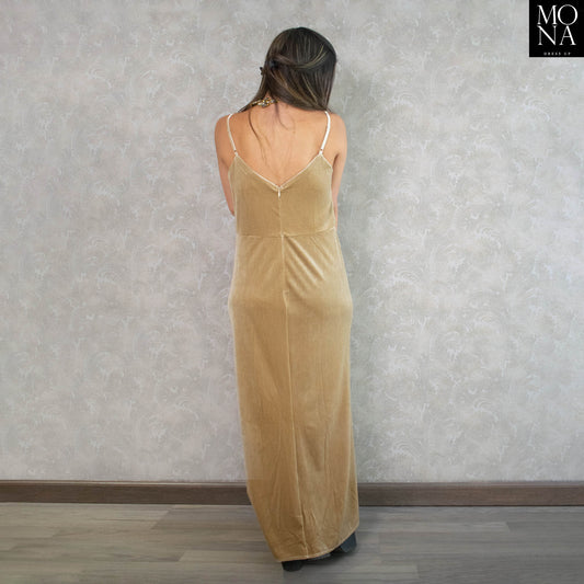 VESTIDO LARGO PIEDAD CHAMPAGNE