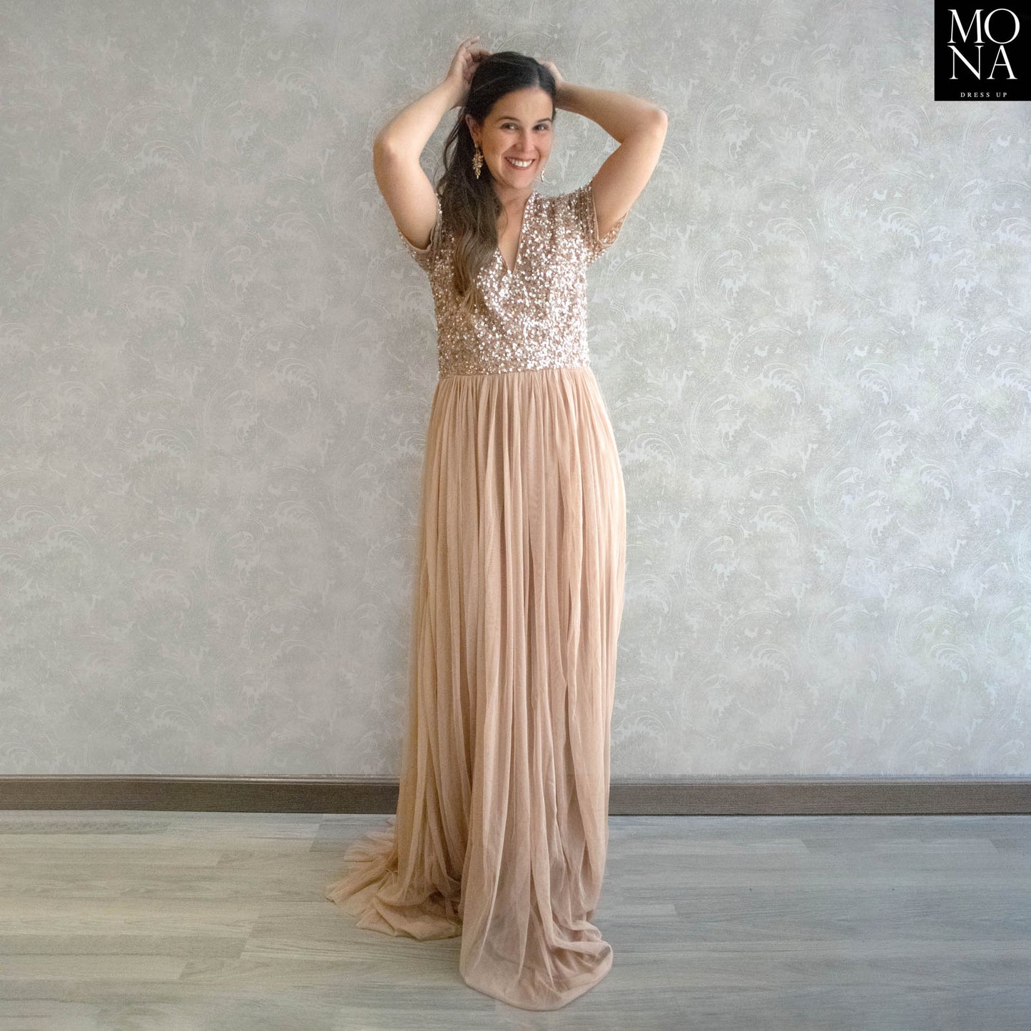 VESTIDO LARGO NICOLETTA TOSTADO