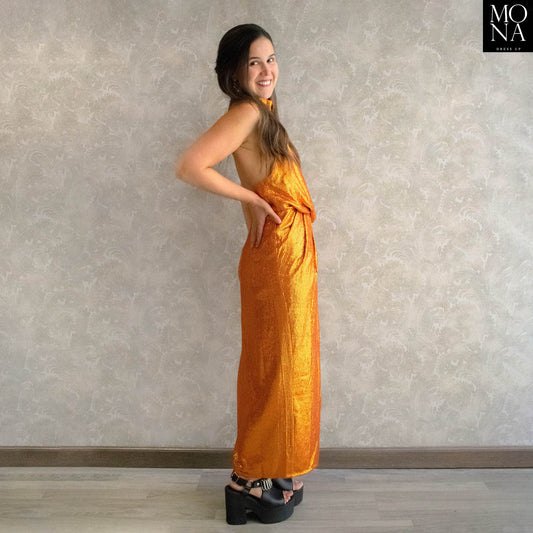 VESTIDO LARGO AFRICA NARANJO