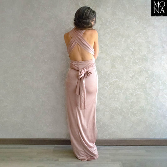 VESTIDO LARGO MINERVA PALO ROSA