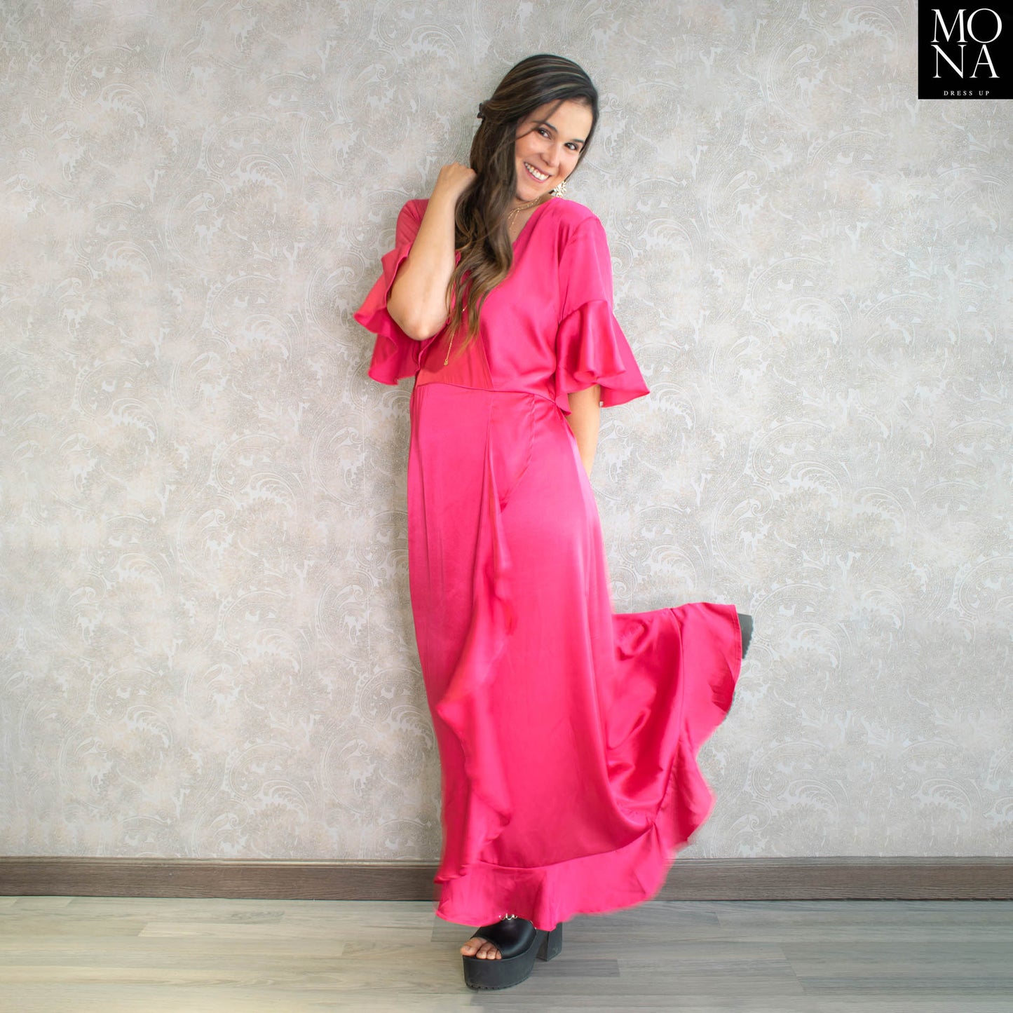 VESTIDO LARGO AURORA FUCSIA