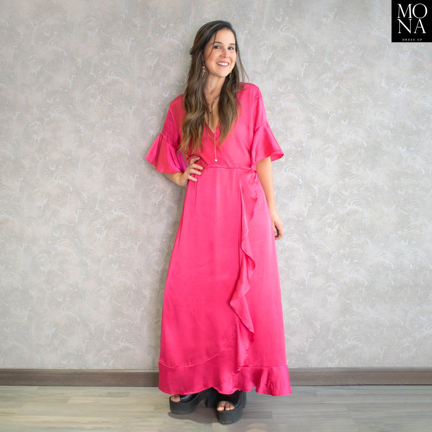 VESTIDO LARGO AURORA FUCSIA