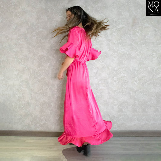 VESTIDO LARGO AURORA FUCSIA