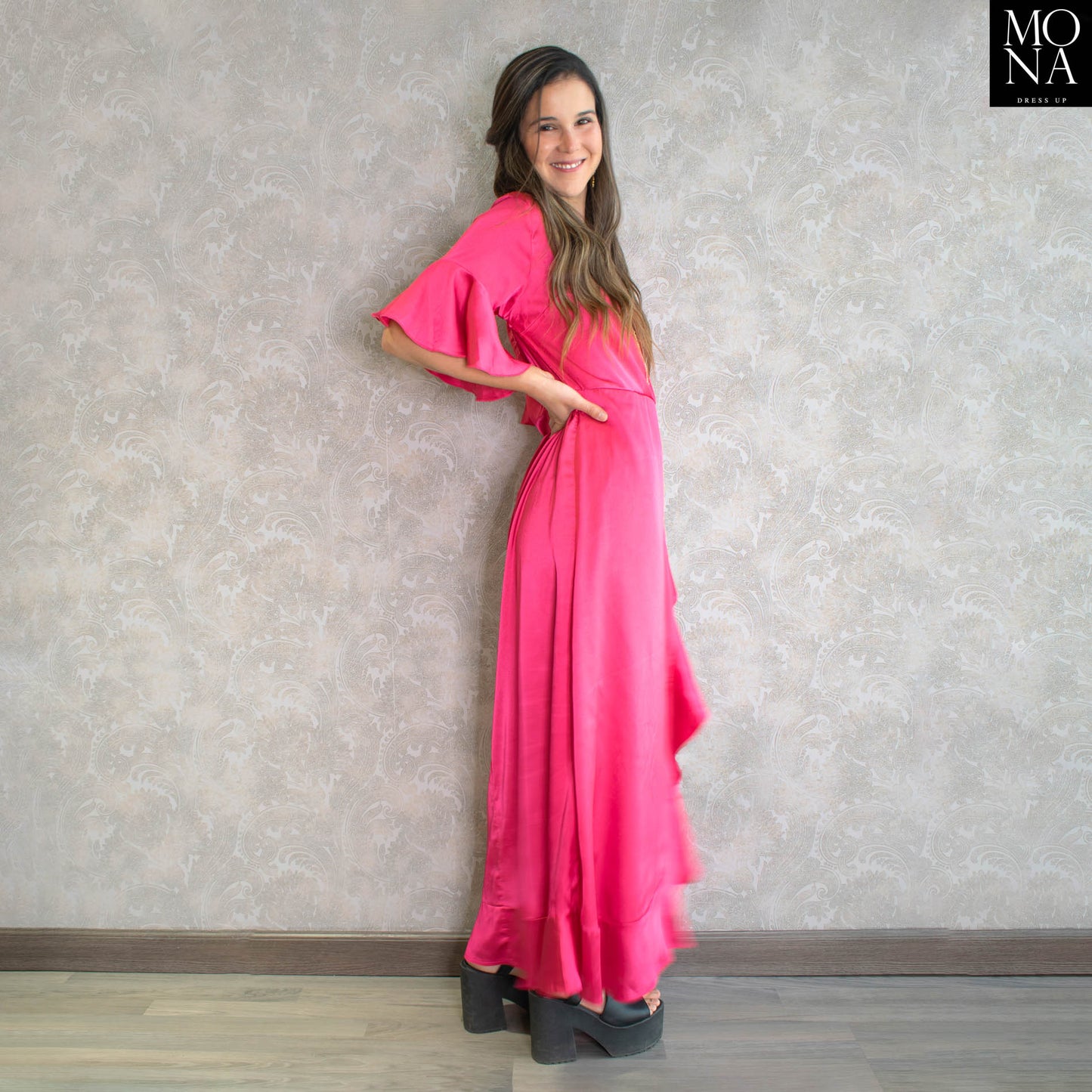 VESTIDO LARGO AURORA FUCSIA