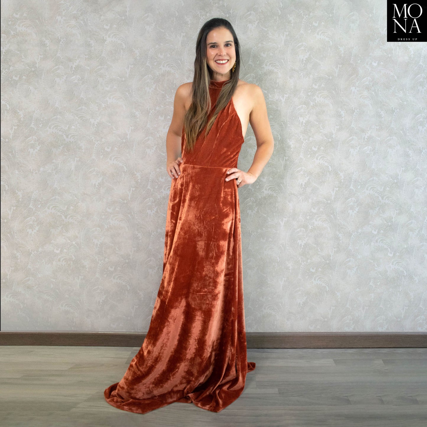 VESTIDO LARGO CLEMENCIA NARANJO