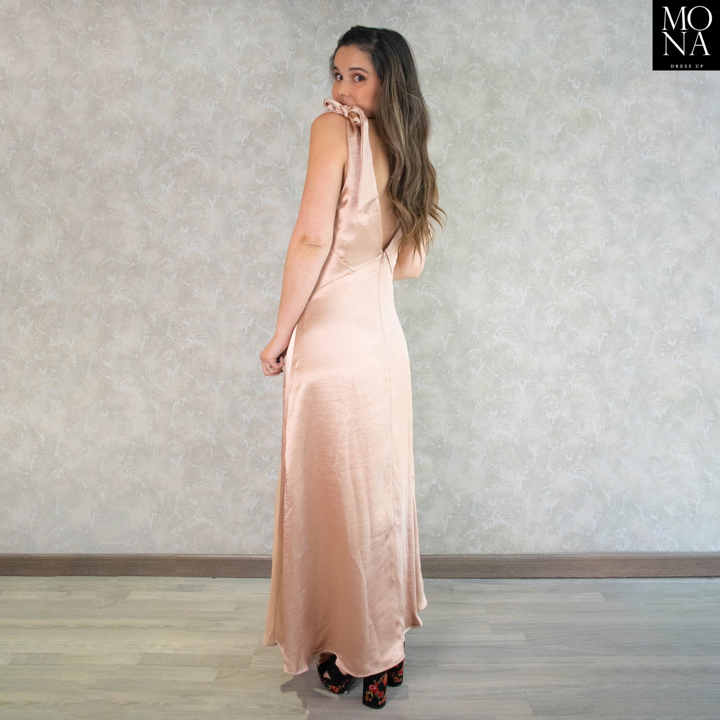 VESTIDO LARGO NICOLASA COBRE/DORADO