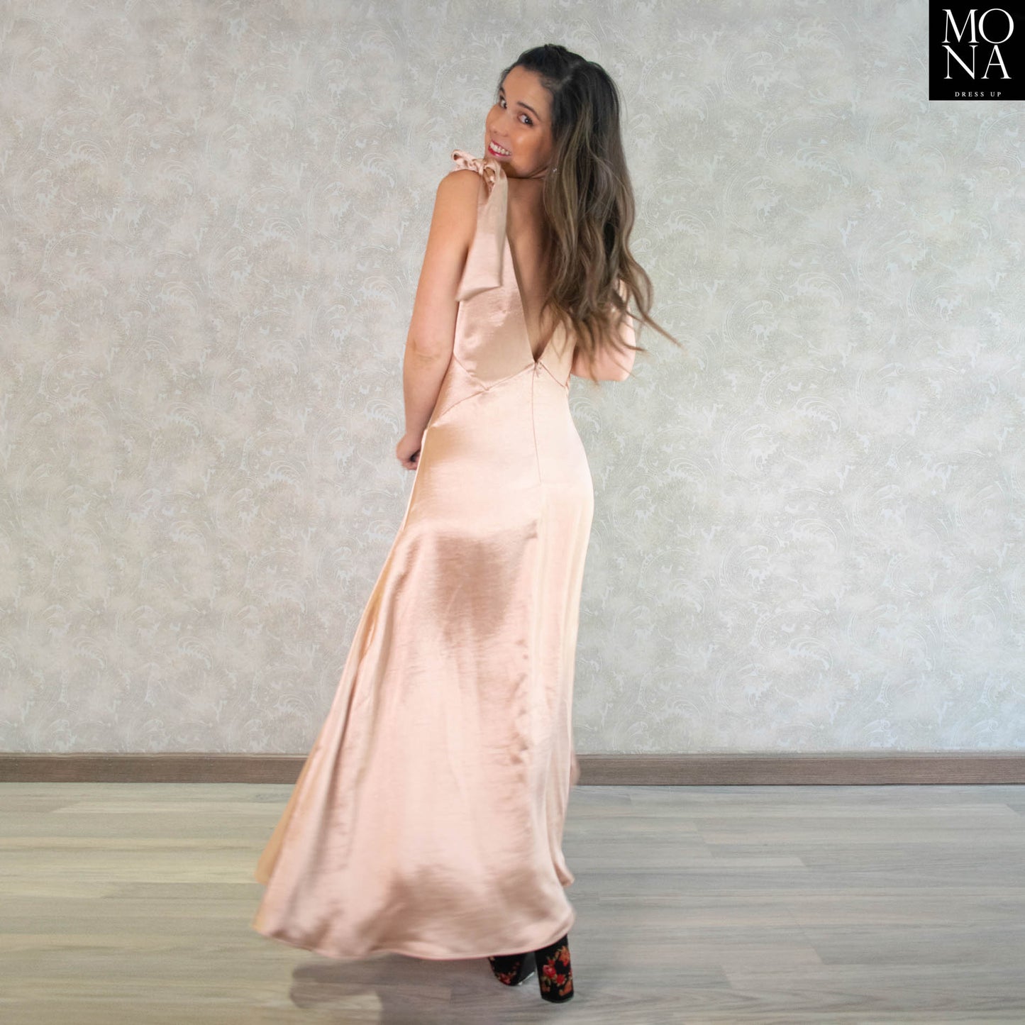 VESTIDO LARGO NICOLASA COBRE/DORADO