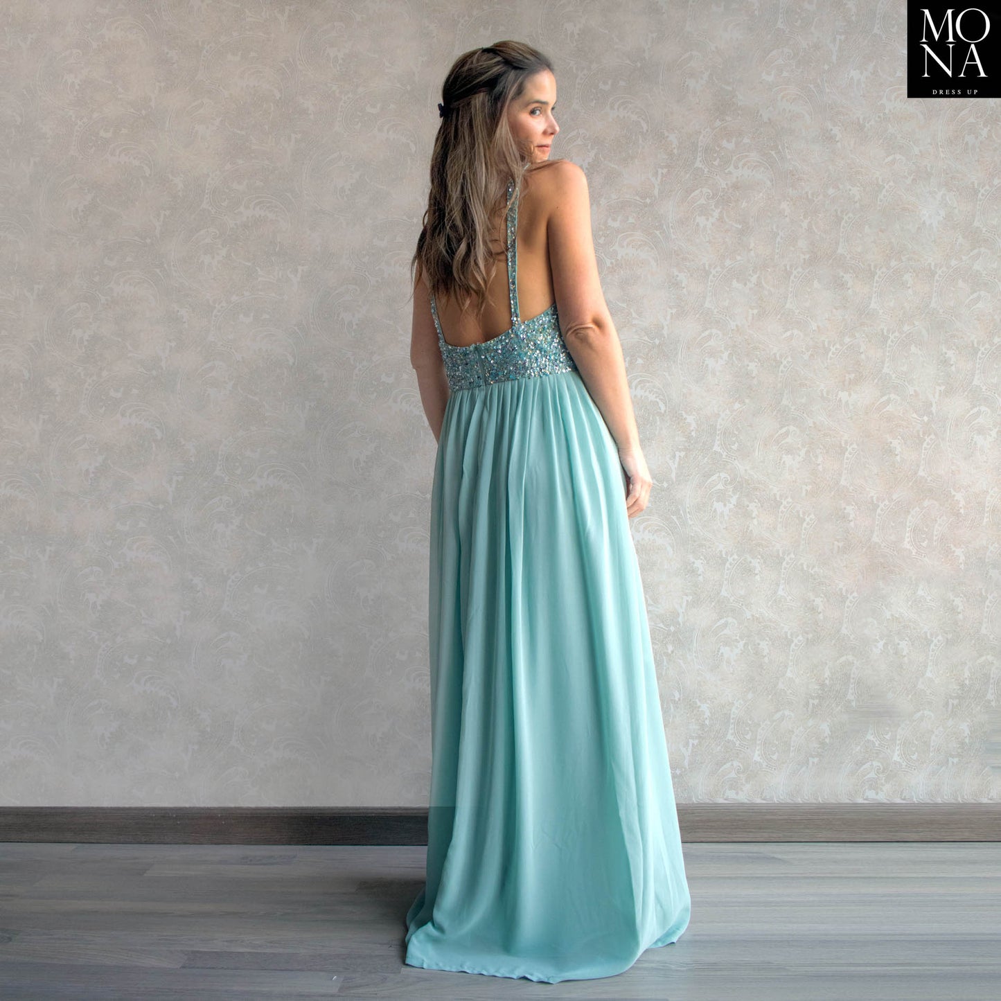 VESTIDO LARGO ANDRE CELESTE