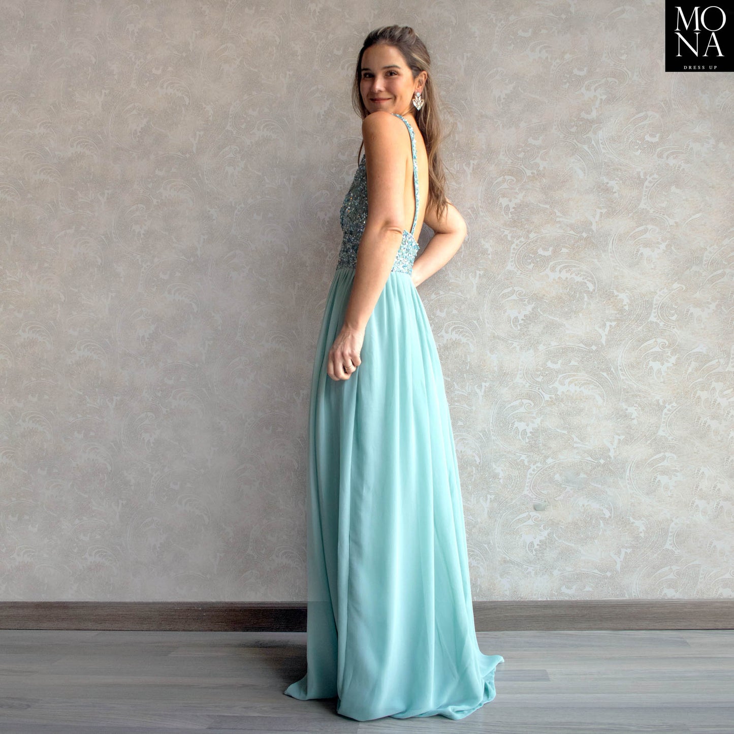 VESTIDO LARGO ANDRE CELESTE