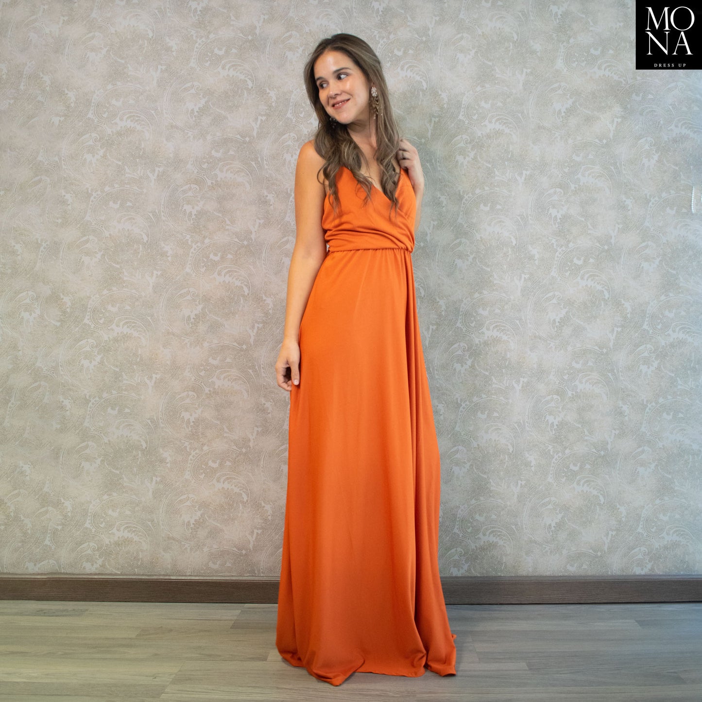 VESTIDO LARGO LISA NARANJA