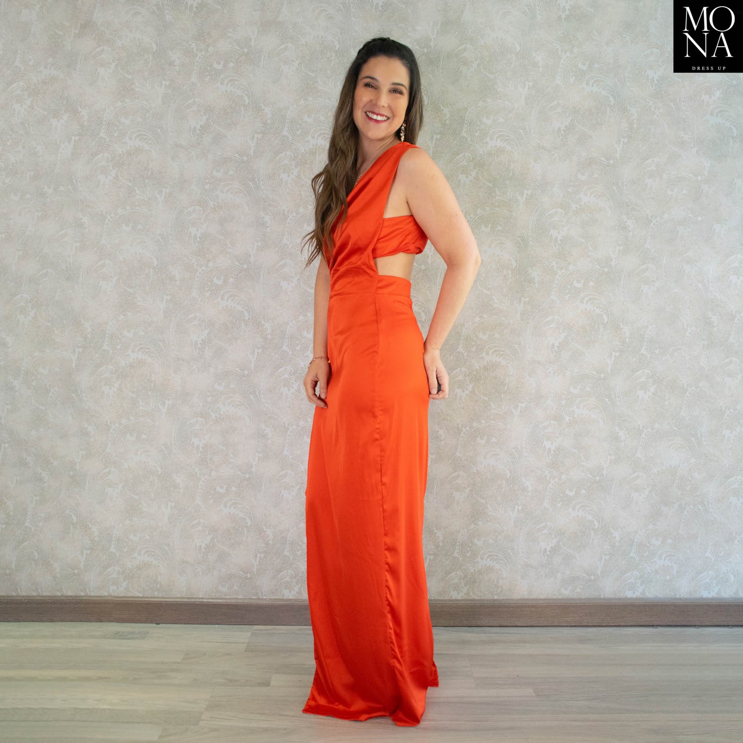VESTIDO LARGO ASIMETRICO ROJO
