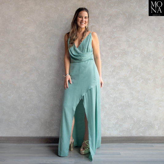 VESTIDO LARGO VERDEA AGUA