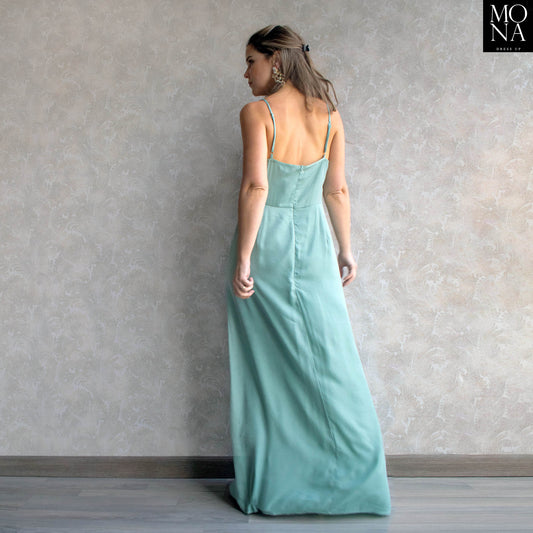 VESTIDO LARGO MAITE VERDE AGUA