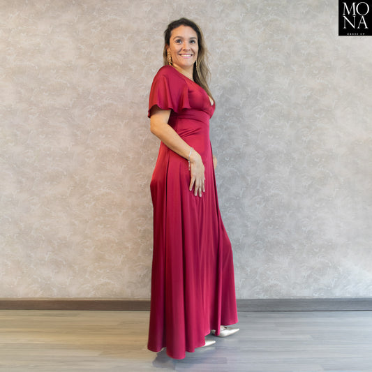 VESTIDO LARGO ADALIA BURDEO