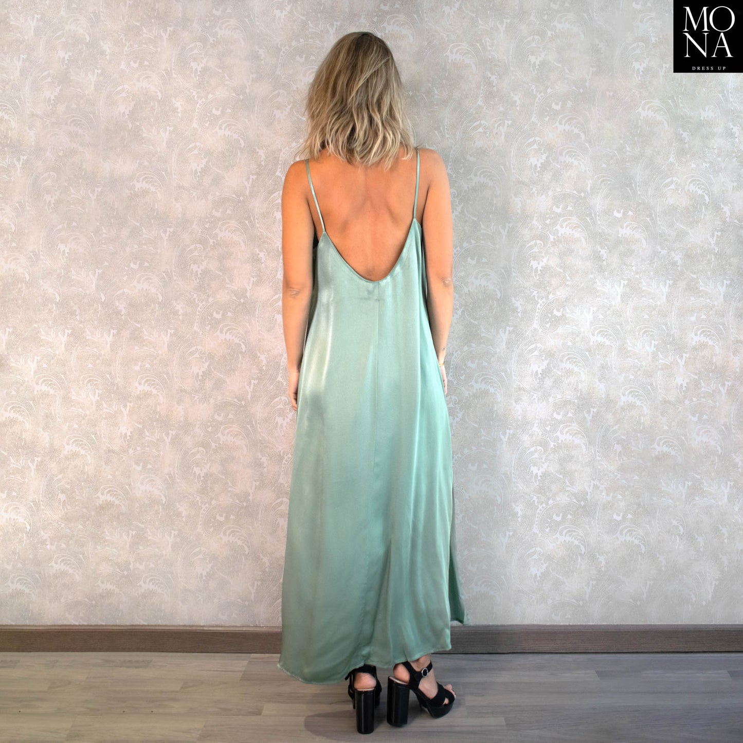 VESTIDO LARGO CAROLINA VERDE OLIVA