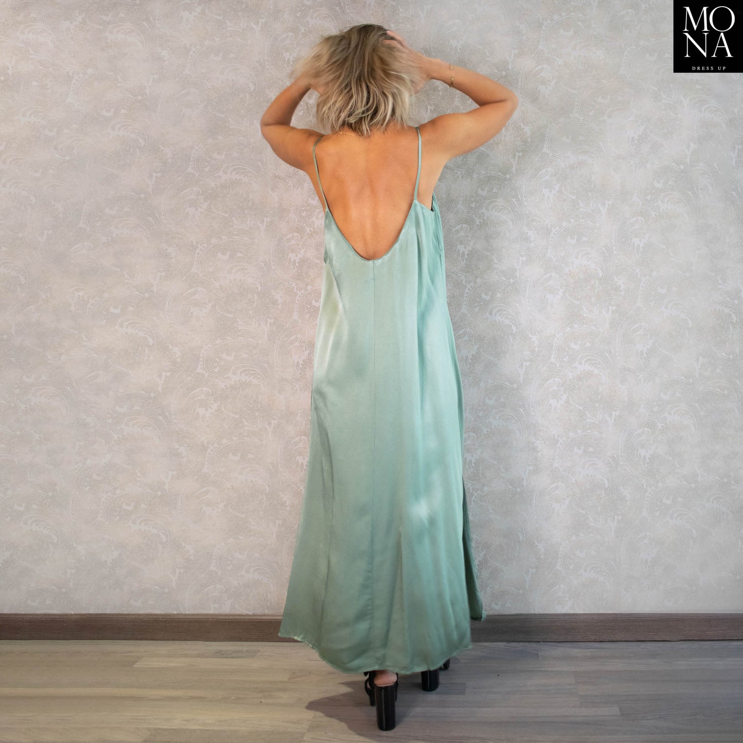 VESTIDO LARGO CAROLINA VERDE OLIVA