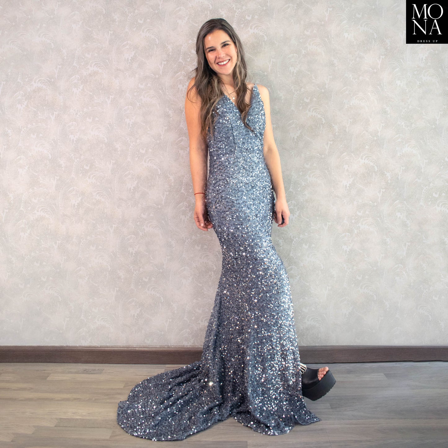 VESTIDO LARGO ALEJANDRA GRIS