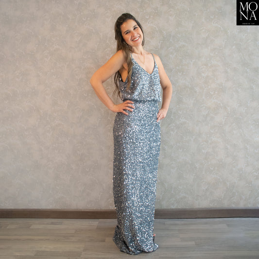 VESTIDO LARGO ONA GRIS