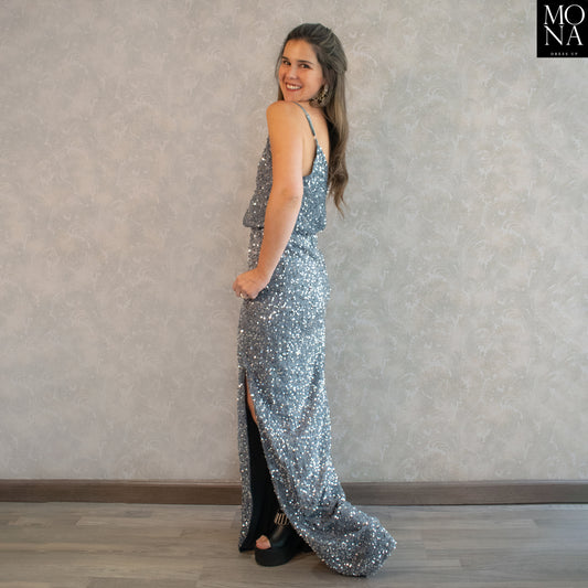 VESTIDO LARGO ONA GRIS