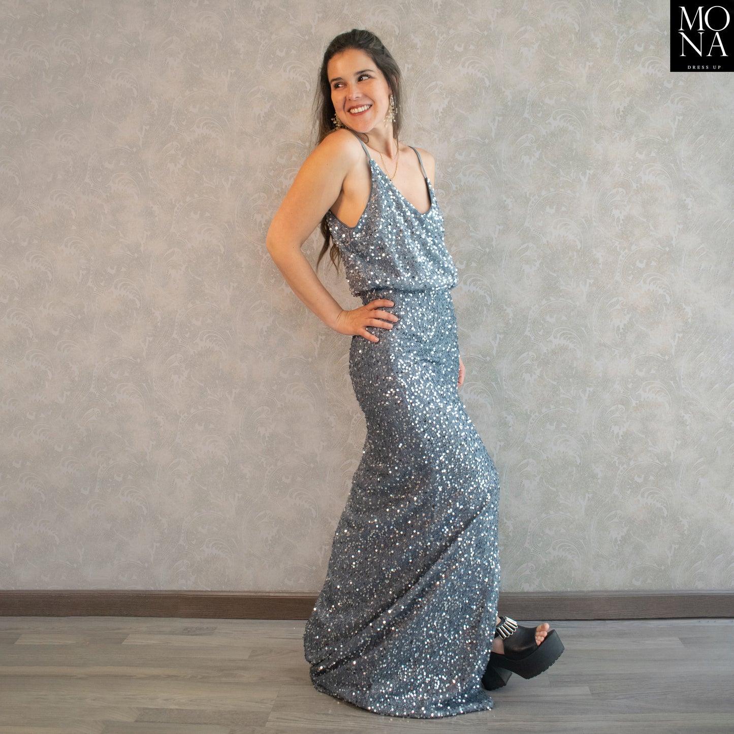 VESTIDO LARGO ONA GRIS