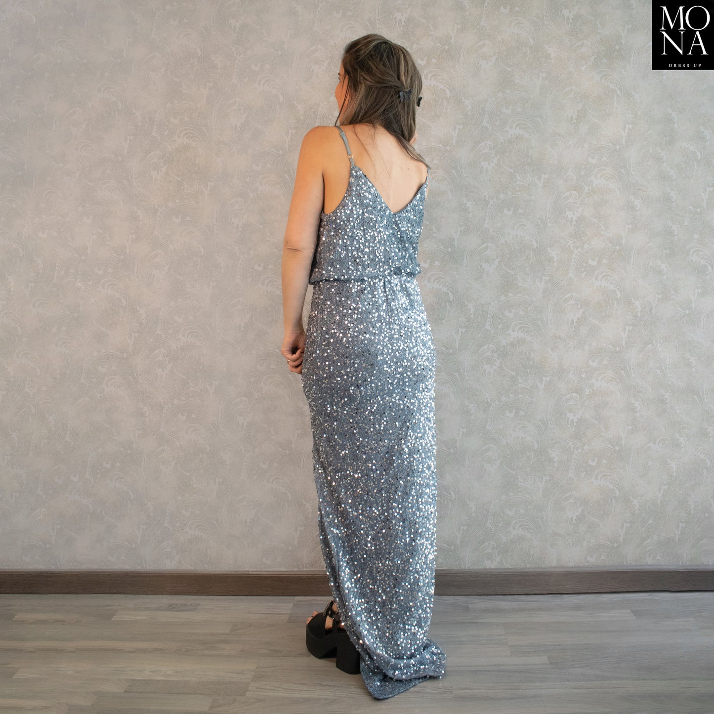 VESTIDO LARGO ONA GRIS