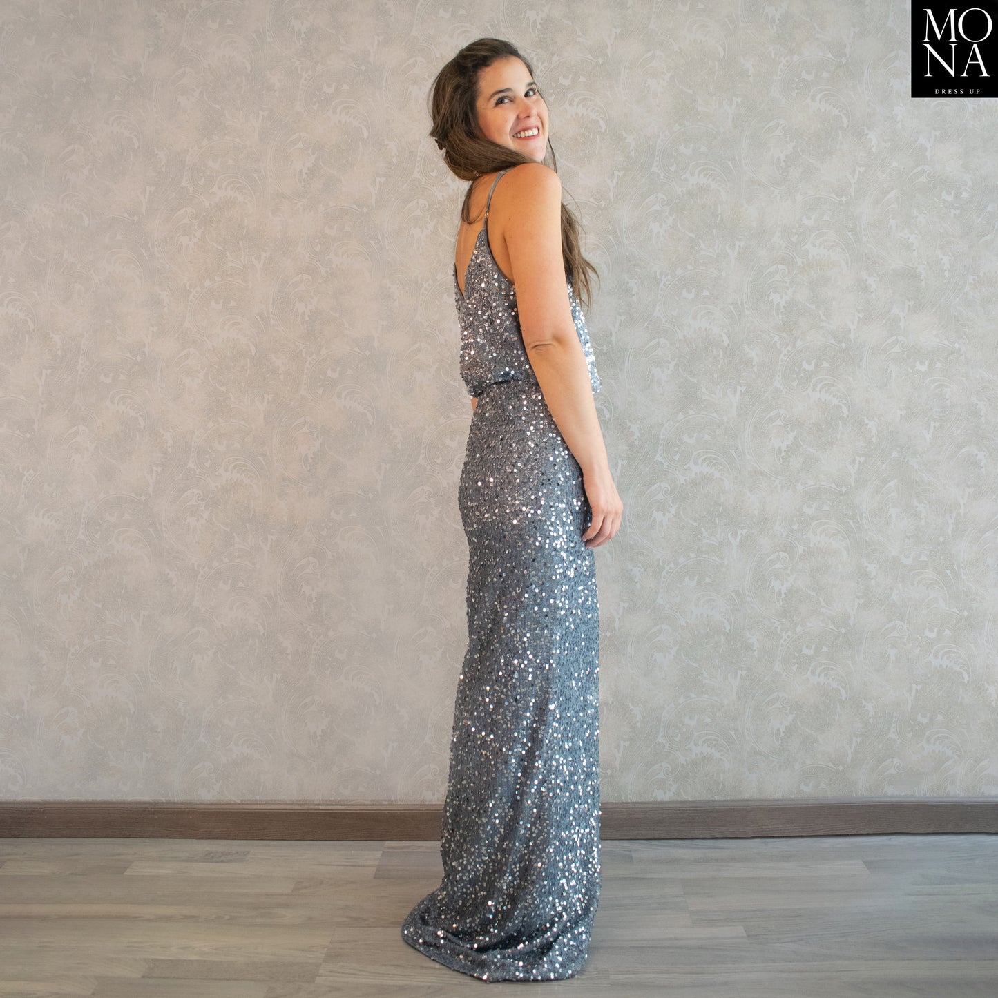 VESTIDO LARGO ONA GRIS